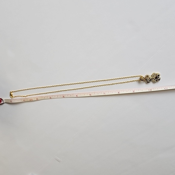 Bear Pendant Yellow Gold Tone Necklace Rhinestone - Picture 6 of 7